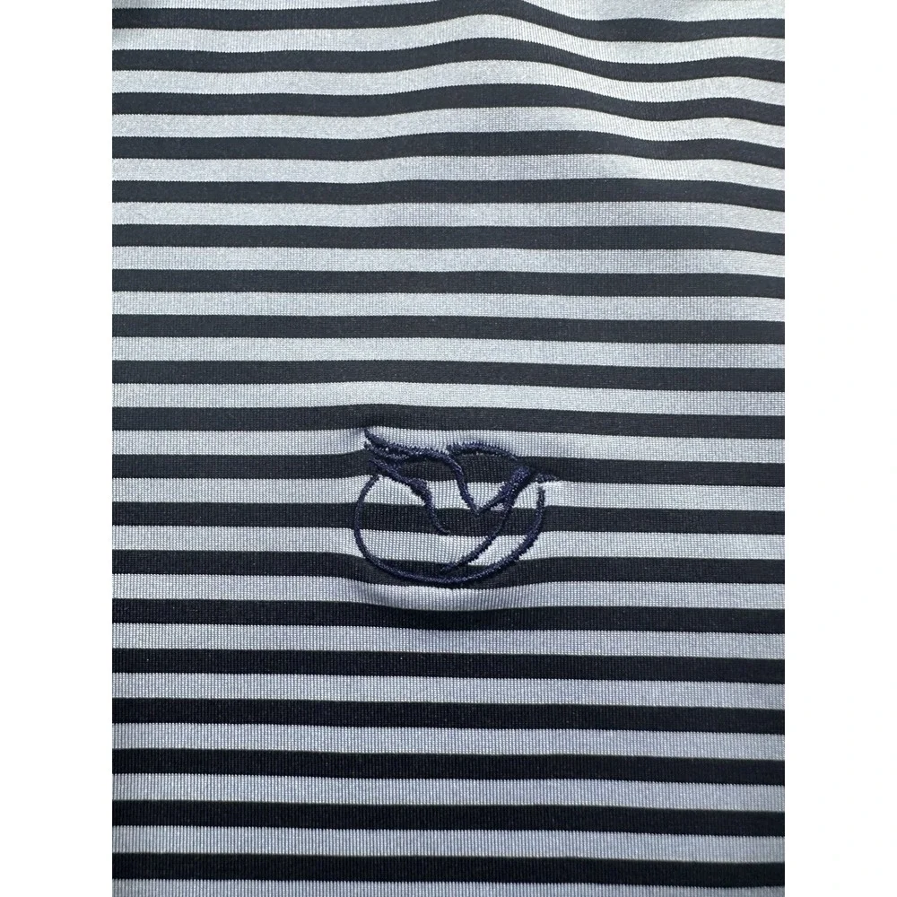 RLX Ralph Lauren Men's Large Blue Striped Wicking Golf Polo Bird Embroidery